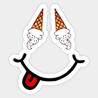 Ice Cream Cone & Smile (in the shape of a face) Sticker